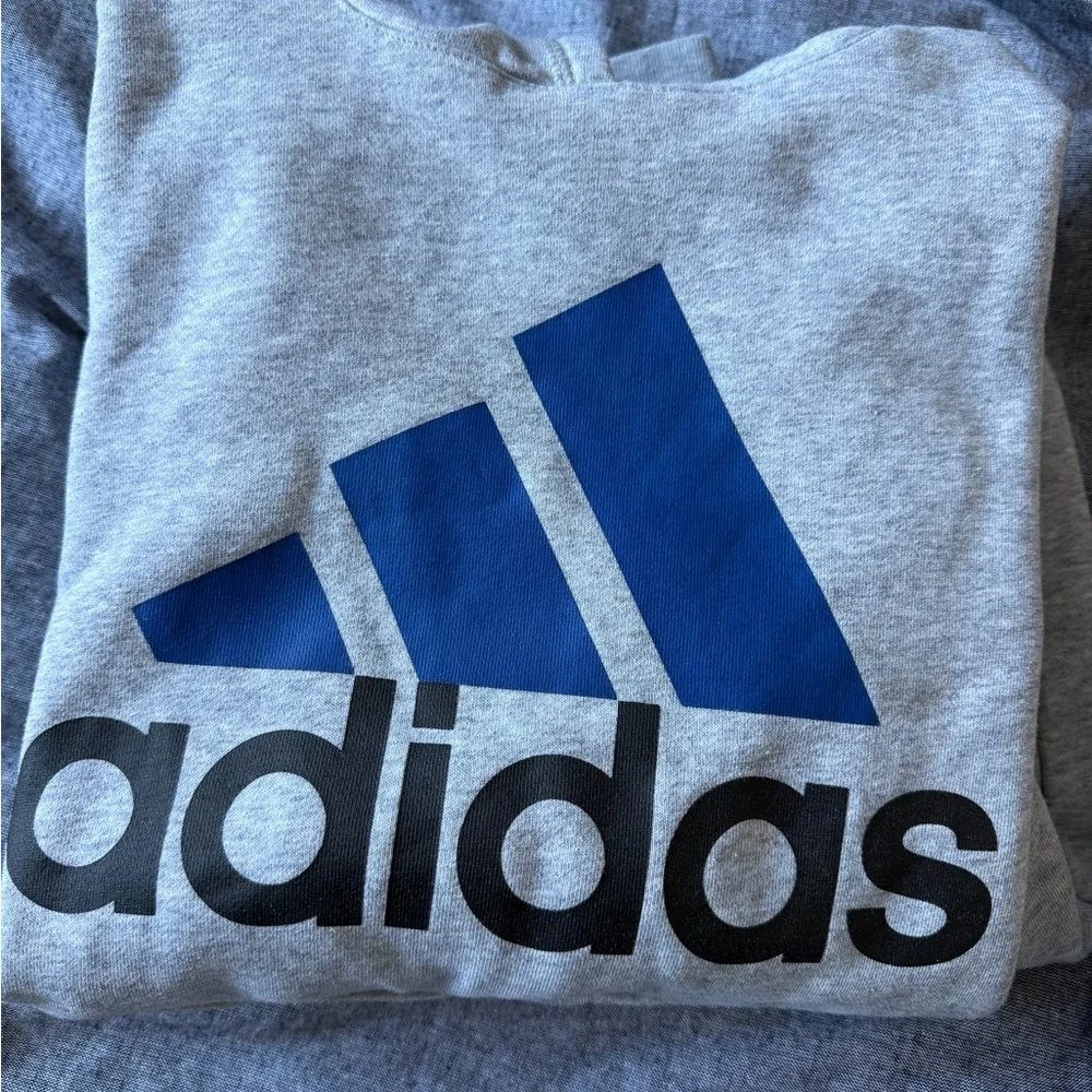 Adidas Gray Sweatshirt with Blue Logo - Picture 1 of 1